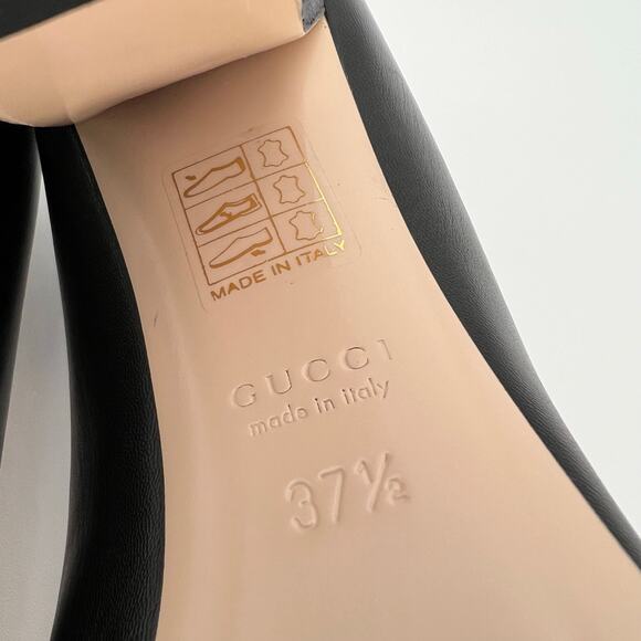 GUCCI Willow Loafer Pumps EU 37.5 US 7.5 Black GG Logo Pearl Scalloped Leather - Picture 15 of 15